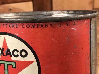 画像1: Texaco Motor Oil Tin Can　テキサコ　ビンテージ　ブリキ缶　モーターオイル　40〜50年代