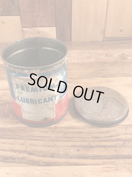 モーターオイルのプレミアムルーブリカントが入っていた50年代ビンテージブリキ缶