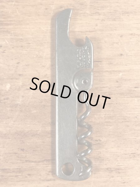 企業物の折り畳みのコークスクリューが付いたヴィンテージボトルオープナー