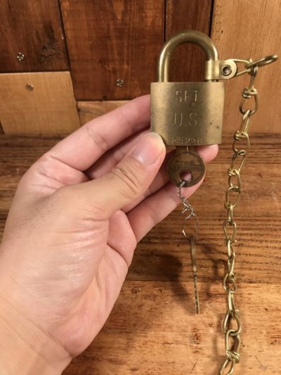 画像3: American Lock “Set U.S.” Military Brass Padlock Key　ミリタリー　ビンテージ　南京錠　鍵　〜60年代