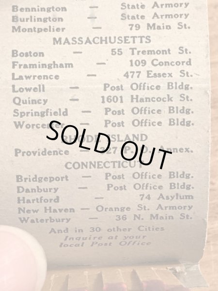 USアーミーのミリタリー物のビンテージマッチブック