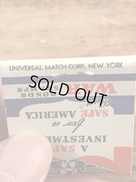 US War Bonds Stampsのミリタリー物のビンテージマッチブック