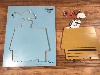 画像1: Playskool Peanuts Snoopy “Red Baron” Wooden Puzzle　スヌーピー　ビンテージ　パズル　レッドバロン　70年代