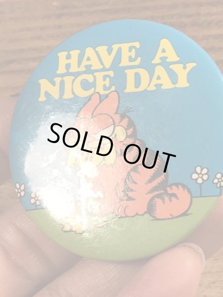 ガーフィールドのメッセージが書かれたヴィンテージ缶バッチ