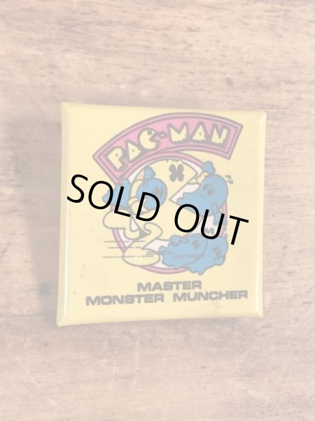 パックマンの四角のビンテージ缶バッジ