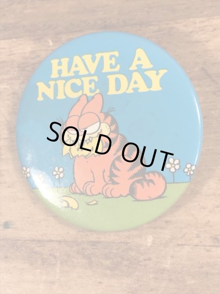 ガーフィールドのメッセージが書かれたヴィンテージ缶バッチ