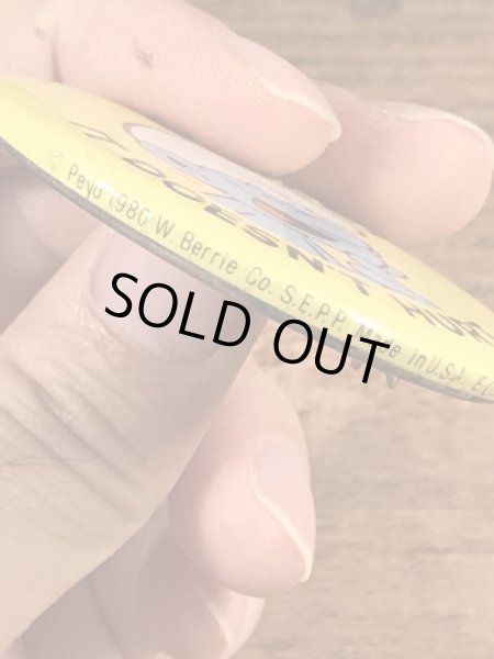 スマーフのSmile! It Doesn't Hurtのメッセージが書かれたビンテージ缶バッジ