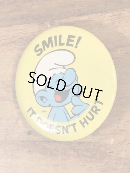 Smurfのメッセージが書かれたヴィンテージ缶バッチ