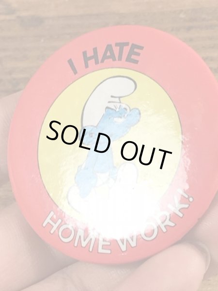 Smurfのメッセージが書かれたヴィンテージ缶バッチ