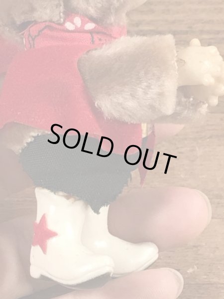 ウエスタンコスチュームのクマのヴィンテージクリップドール