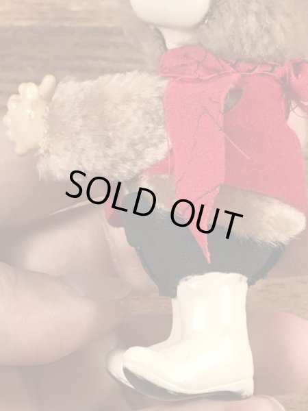 ウエスタンコスチュームのクマのヴィンテージクリップドール