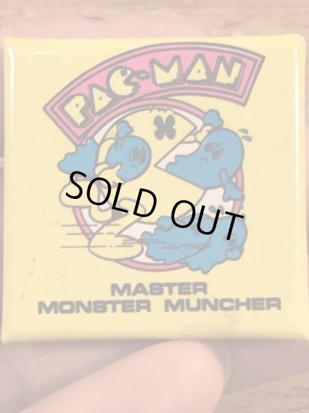 パックマンの四角のビンテージ缶バッジ