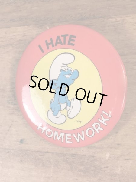 Smurfのメッセージが書かれたヴィンテージ缶バッチ