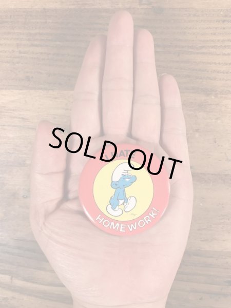 Smurfのメッセージが書かれたヴィンテージ缶バッチ