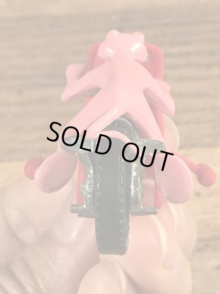 バイクに乗ったピンクパンサーのヴィンテージダイキャストミニカー