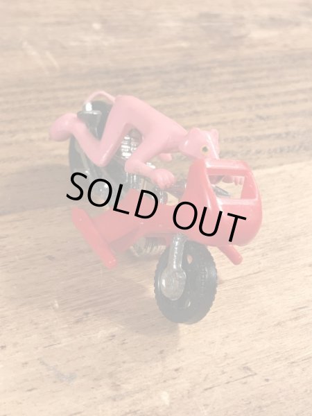 バイクに乗ったピンクパンサーのビンテージミニカー