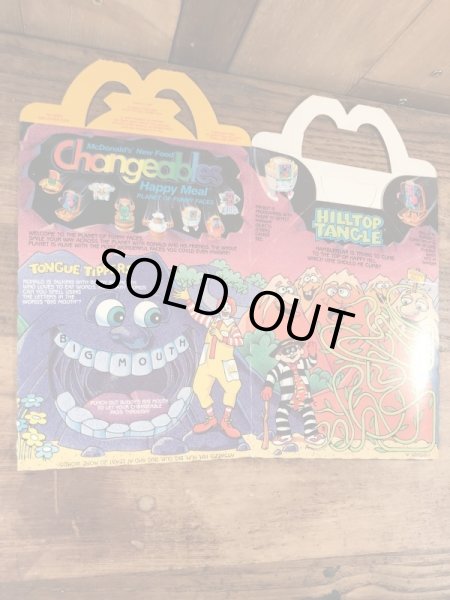 マクドナルドのNew Food Changeablesのビンテージハッピーミールトイボックス