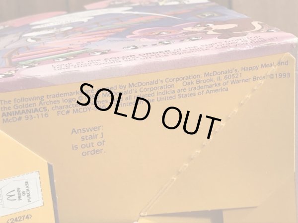 マクドナルドのAnimaniacsのビンテージハッピーミールトイボックス