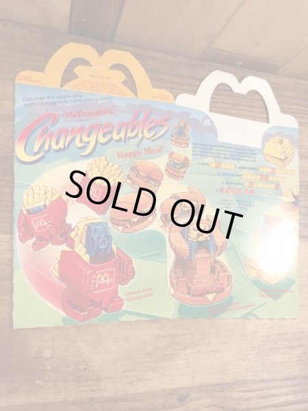 マクドナルドのChangeablesのビンテージハッピーミールトイボックス