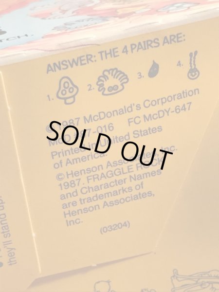 マクドナルドのFraggle Rockのビンテージハッピーミールトイボックス