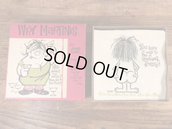 酔っ払いのイラストが描かれたビンテージ紙ナプキン