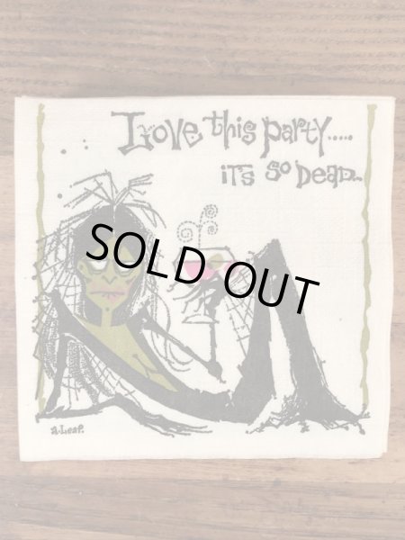 酔っ払いのイラストが描かれたビンテージ紙ナプキン