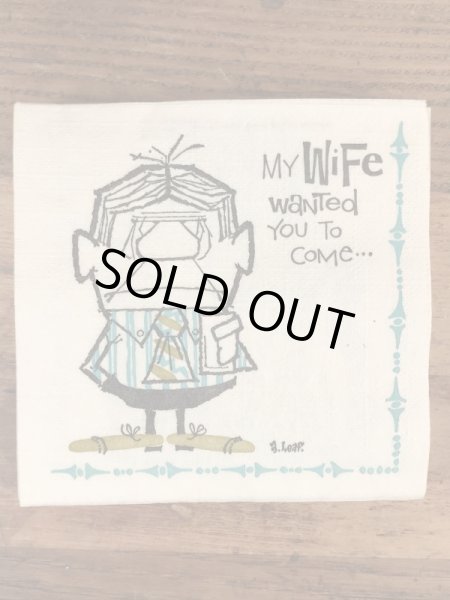 酔っ払いのイラストが描かれたヴィンテージペーパーナプキン