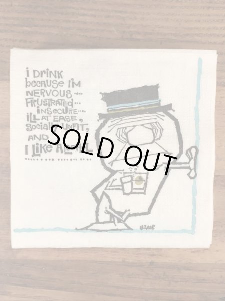 酔っ払いのイラストが描かれたヴィンテージペーパーナプキン