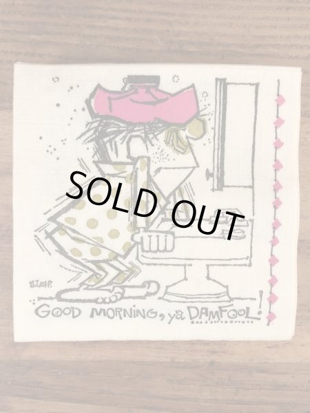 酔っ払いのイラストが描かれたビンテージ紙ナプキン