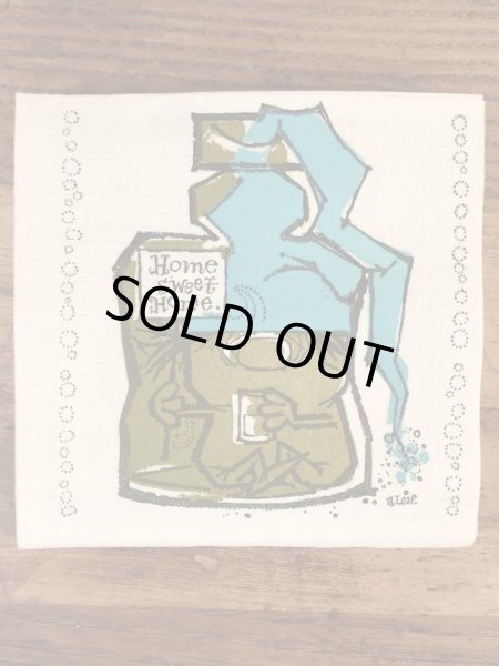 酔っ払いのイラストが描かれたビンテージ紙ナプキン