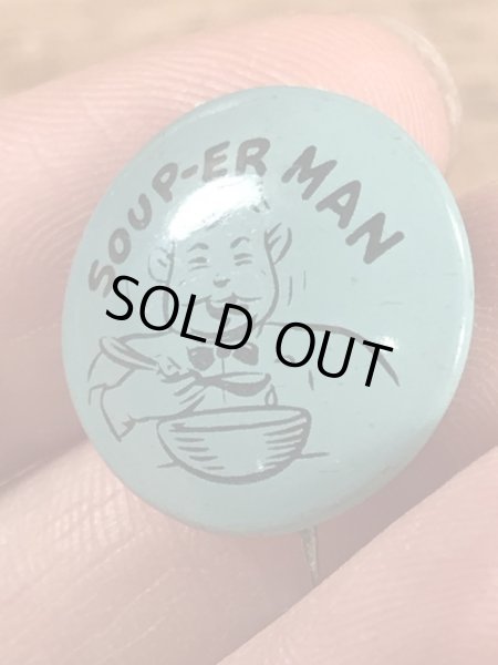 Soup-Er Manが描かれた50年代頃のヴィンテージ缶バッチ