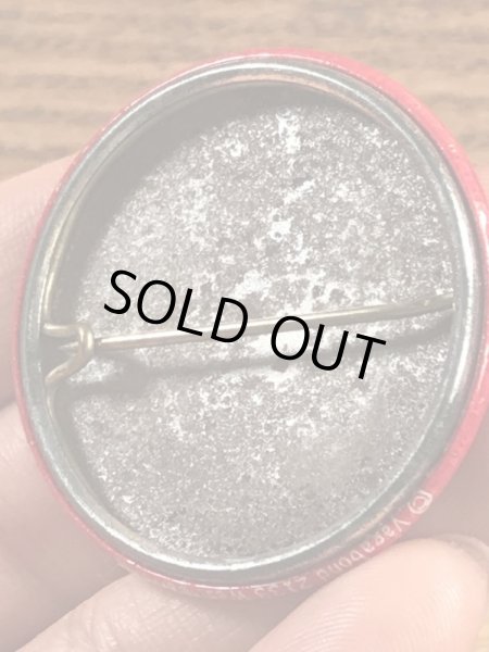 Warning Mad Loverのメッセージが書かれたヴィンテージ缶バッチ