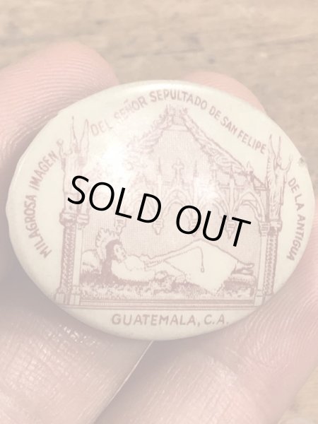 グアテマラ共和国の教会のビンテージ缶バッジ