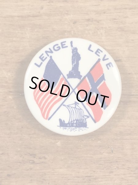 ノルウェー系アメリカ人の国旗が描かれたビンテージ缶バッジ