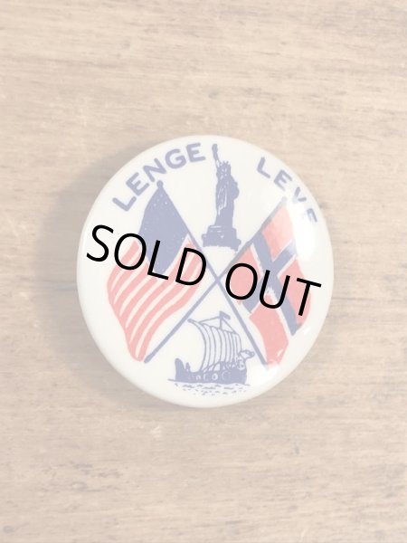 ノルウェー系アメリカ人の国旗が描かれたビンテージ缶バッジ