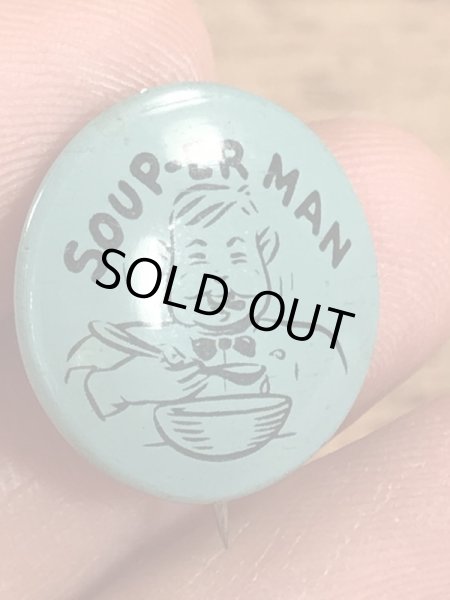 Soup-Er Manが描かれた50年代頃のビンテージ缶バッジ