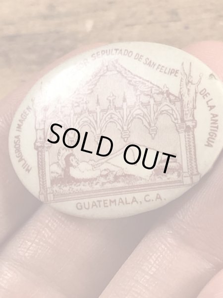 グアテマラ共和国のSan Felipe De La Antiguaのヴィンテージ缶バッチ