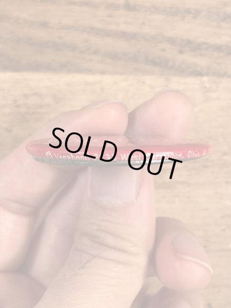 Warning Mad Loverのメッセージが書かれたヴィンテージ缶バッチ