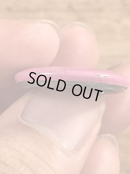 目が$マークになったスマイルのビンテージ缶バッジ