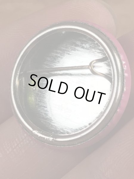 目が$マークになったスマイルのビンテージ缶バッジ