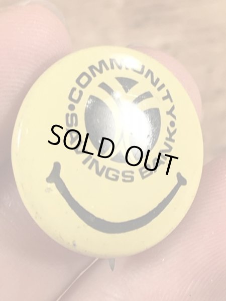 企業物のスマイルのビンテージ缶バッジ