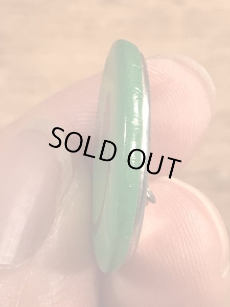 目がクローバーになったスマイルのビンテージ缶バッジ