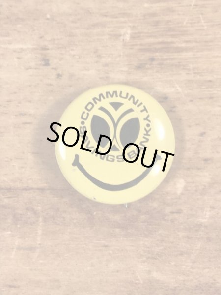 企業物のスマイルのビンテージ缶バッジ