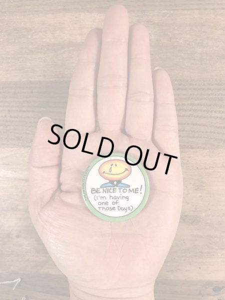 80年代頃のメッセージが書かれたビンテージ缶バッジ