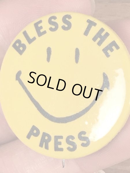 70年代〜頃のスマイルフェイスのヴィンテージ缶バッチ