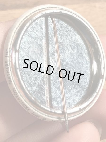 70年代頃のスマイルフェイスの指紋が描かれたヴィンテージ缶バッチ