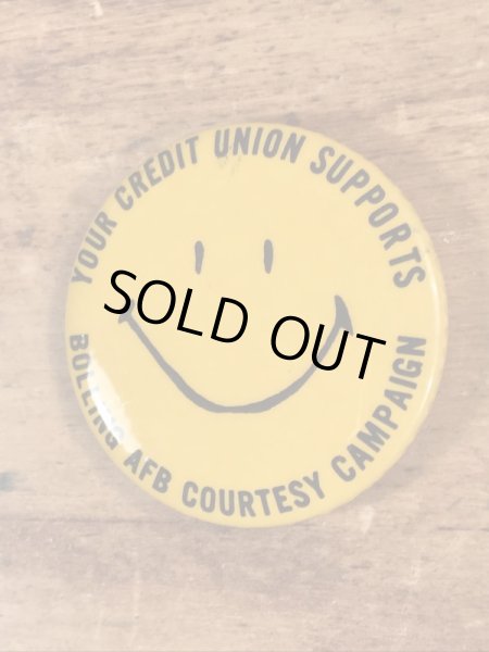 70年代〜頃の信用組合のスマイルのヴィンテージ缶バッチ