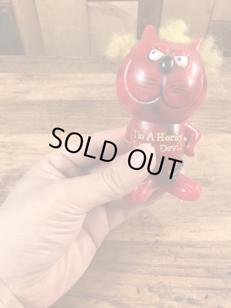 70年代頃のレッドデビルの猫のヴィンテージメッセージドール