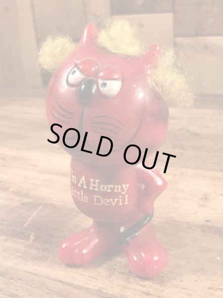 70年代頃のレッドデビルの猫のヴィンテージメッセージドール