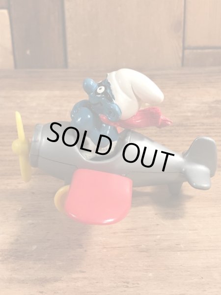 飛行機に乗ったスーパースマーフのヴィンテージPVCフィギュア